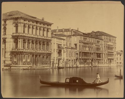Palatsen Rezzonico, Giustiniani och Foscari längs Canal Grande av Carlo Naya