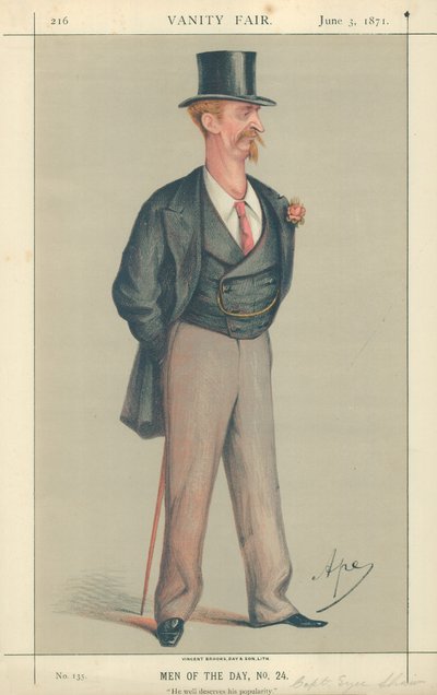 Kapten Eyre Shaw, Han förtjänar väl sin popularitet, 3 juni 1871, tecknad serie Vanity Fair av Carlo Pellegrini