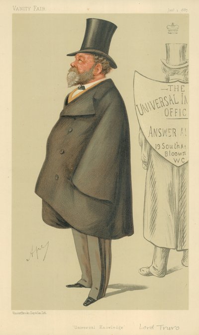 Lord Truro, Universal Knowledge, 1 januari 1887, Vanity Fair-karikatyr. av Carlo Pellegrini