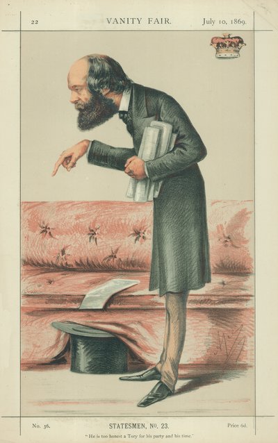 Markis av Salisbury, Han är en alltför ärlig Tory för sitt parti och sin tid, 10 juli 1869, Vanity Fair-karikatyr. av Carlo Pellegrini