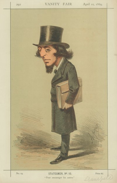 Rt Hon James Stansfeld, Att uppmuntra andra, 10 april 1869, Vanity Fair-tecknad film av Carlo Pellegrini