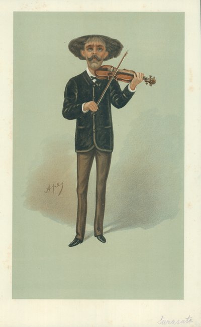 Senor Pablo Martin Meliton Sarasate, 25 maj 1889, tecknad serie Vanity Fair av Carlo Pellegrini