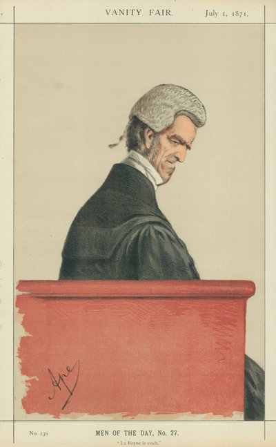 Sir John George Shaw-Lefevre, La Reyne le veult, 1 juli 1871, tecknad serie Vanity Fair av Carlo Pellegrini
