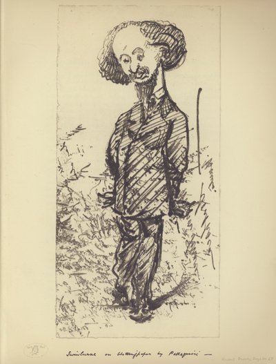 Swinburne on Blotting Paper (karikatyr av den engelske författaren Algernon Charles Swinburne) (litho) av Carlo Pellegrini