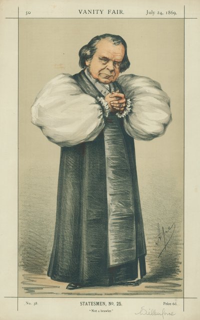 The Bishop of Oxford, Not a brawler, 24 juli 1869, Vanity Fair-tecknad film av Carlo Pellegrini