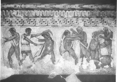 Rekonstruktion av den etruskiska väggmålningen i Francois-graven vid Vulci ca 320-280 f.Kr. (väggmålning) (se även 212367, 212368 & 214591) av Carlo Ruspi