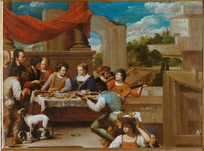 Sankt Lasarus och den rike mannen (målning på duk) av Carlo Saraceni