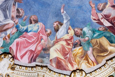 Den Helige Andes nedstigning på de tolv apostlarna (detalj), c.1575 av Carlo Urbino