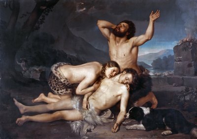 Adam och Eva sörjer Abels död. av Carlo Zatti