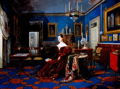 Porträtt av Maria Cristina av Savojen i palatset Caserta (olja på duk) av Carlo de Falco