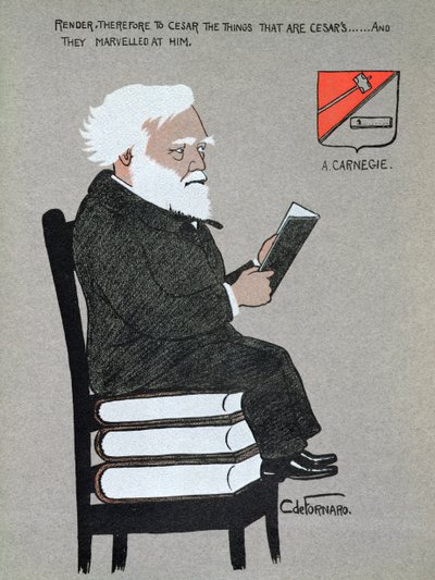 Karikatyr av Andrew Carnegie (1835-1919) illustration från "Millionaires of America" av Carlo de Fornaro