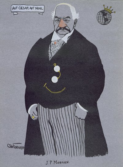 Karikatyr av John Pierpont Morgan (1837-1913), från "Millionaires of America" av Carlo de Fornaro