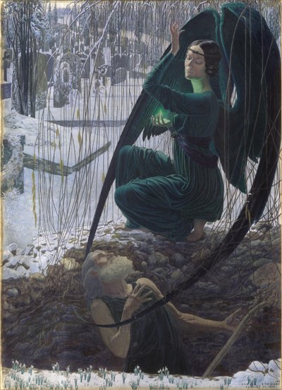 Gravgrävarens död 1895-1900 av Carlos Schwabe