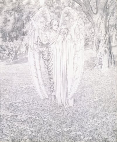 Två änglar, 1904 av Carlos Schwabe