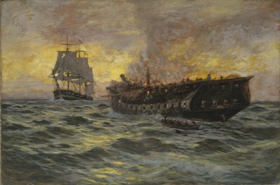 Striden mellan den amerikanska fregatten Constitution och H.M.S. Java, 1897 av Carlton Theodore Chapman