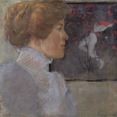porträtt av en dam av Carola Nahowska