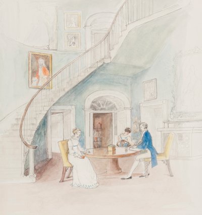 Mr Darcy Writing, 2010 (wc på papper) av Caroline Hervey Bathurst