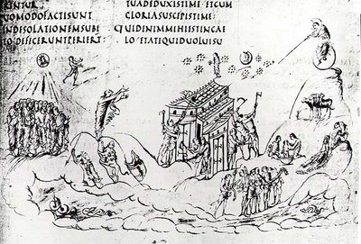 Olika scener som illustrerar en av psalmerna, från Utrecht Psalter, kopia av original från Reims nu i Utrecht University Library (penna och bläck) av Carolingian School