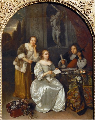 La lecon de chant - Sånglektionen ... av Caspar (studio of) Netscher