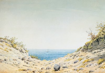 Utsikt genom en sänka mot havet av Caspar David Friedrich