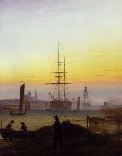 Hamnen i Greifswald av Caspar David Friedrich
