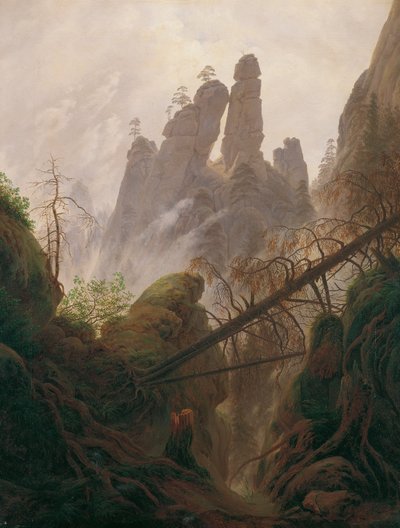 Stenigt landskap i Elbes sandstensberg av Caspar David Friedrich