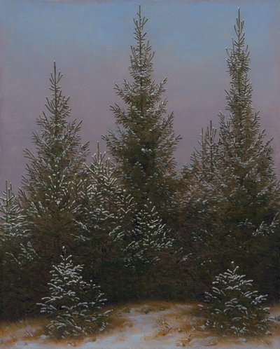 Granbuskage i snön (Ur »Dresdner Heide I«) av Caspar David Friedrich