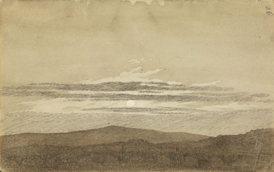 Bergslandskap i solnedgång av Caspar David Friedrich