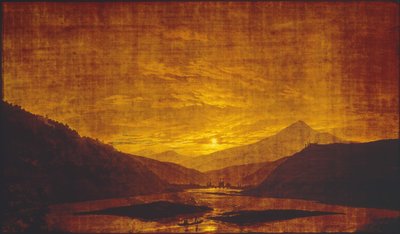 Flodlandskap på natten av Caspar David Friedrich