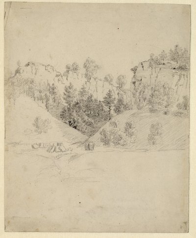 Tyska: Landschaft mit einem Steinbruch Landskap med ett stenbrott av Caspar David Friedrich