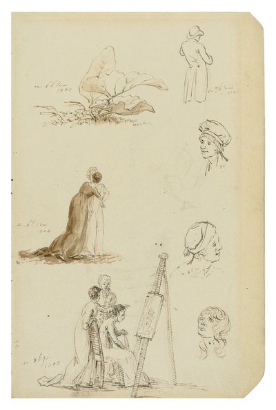 Tyska: Studier av huvuden, figurer och bladverk av Caspar David Friedrich