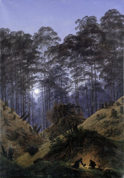 I skogen i månsken av Caspar David Friedrich
