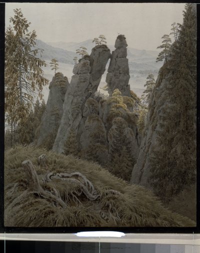 Porten till klipporna i Neurathen (Tyskland). (Klippportarna i Neurathen). Verk av Caspar David Friedrich (1774-1840), akvarell på papper, mellan 1826 och 1828. Tysk konst från 1800-talet, romantik. State Hermitage, Sankt Petersburg. av Caspar David Friedrich