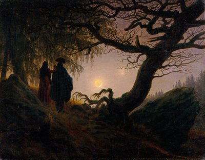 Man och kvinna betraktar månen av Caspar David Friedrich