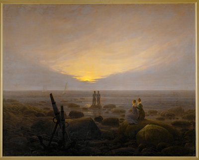 Månuppgång vid havsstranden (olja på duk) av Caspar David Friedrich