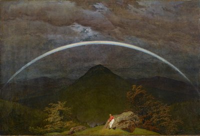 Bergslandskap med regnbåge av Caspar David Friedrich