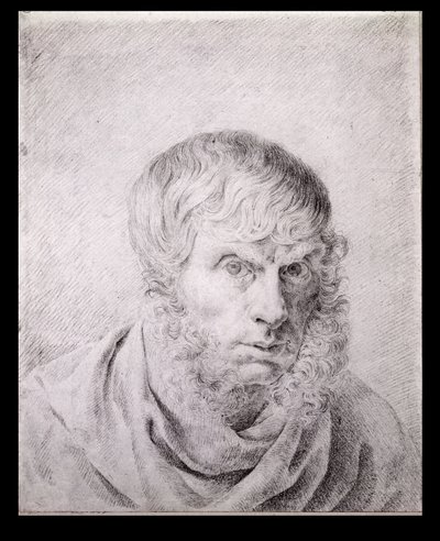 Självporträtt, ca 1810 (svart krita på papper) av Caspar David Friedrich