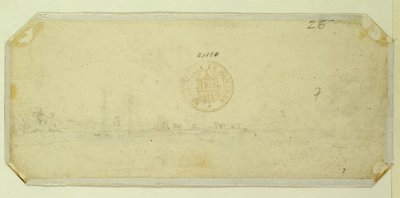 Skiss av ett landskap från baksidan av en målning av Caspar David Friedrich