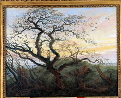 Trädet med kråkor. Målning av Friedrich Caspar David (1774-1840) av Caspar David Friedrich
