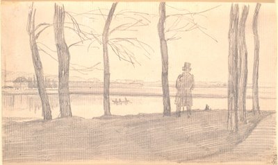 Utsikt över Elbe. Till vänster ett lantställe av Caspar David Friedrich