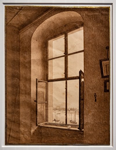Utsikt från konstnärens ateljé, fönster till vänster av Caspar David Friedrich