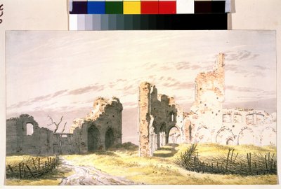 ""Utsikt över ruinerna av ett kloster i Elden"" (Ett kloster i Elden) Akvarell av Caspar David Friedrich (1774-1840) 1800-tals Pushkin Museum Moskva av Caspar David Friedrich