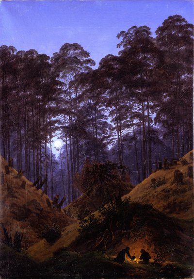 Skogsinteriör i månsken av Caspar David Friedrich