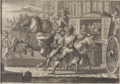 Attack mot Nicolau Monteiro, Prior av Cedofeita, på Roms gator av Caspar Luyken (attributed to)