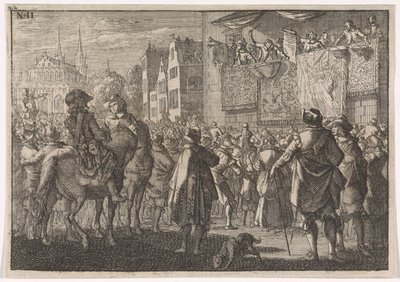 Tillkännagivande av freden i Osnabrück i en stad, 1648 av Caspar Luyken (attributed to)