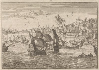 Genua bombarderades av den franska flottan, 1684 av Caspar Luyken