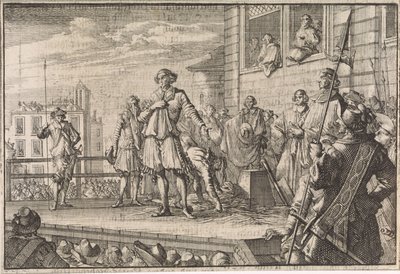 Thomas Wentworth, Earl of Strafford tilltalar folket från ställningen, 1641 av Caspar Luyken