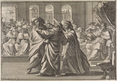 Under valet av Urban VIII, kommer kardinal Borja och kardinal Antonio Barberini till smällen, 1632 av Caspar Luyken
