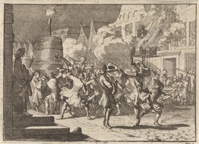 Glädje i Paris vid den falska rapporten om William III:s död i slaget vid Boyne, 1690 av Caspar Luyken