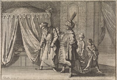 Pashas frus sjukbädd, 1639 av Caspar Luyken
